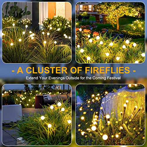 Solar Garden Firefly Lights, 𝐔𝐩𝐠𝐫𝐚𝐝𝐞𝐝 Solar Swaying Lights, Starburst Landscape Path Lights Waterproof, Outdoor Solar Powered Firefly Lights for Sidewalk Pathway Yard Patio Decoration, 4 Packs