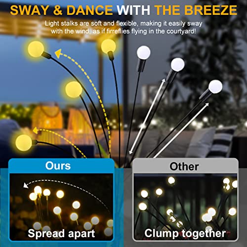 Solar Garden Firefly Lights, 𝐔𝐩𝐠𝐫𝐚𝐝𝐞𝐝 Solar Swaying Lights, Starburst Landscape Path Lights Waterproof, Outdoor Solar Powered Firefly Lights for Sidewalk Pathway Yard Patio Decoration, 4 Packs