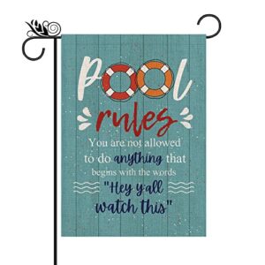 summer garden flag pool rules signs decor vertical double sided swimming pool decorations outdoor 12.5 x 18 inch pool rules-1-1