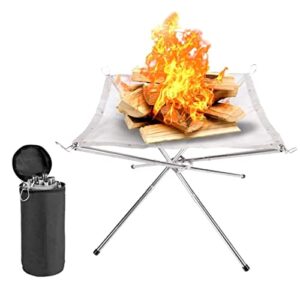yemirth portable outdoor fire pit, portable folding outdoor firepit foldable camping fire pit with storage case for camping backyard garden