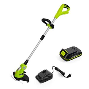 leisch life weed eater—cordless string trimmer battery operated lawn trimmer, 20v line string trimmer with battery & charger for adjustable angle cutting, lightweight edger in garden & outdoor