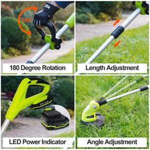 Leisch Life Weed Eater—Cordless String Trimmer Battery Operated Lawn Trimmer, 20V Line String Trimmer with Battery & Charger for Adjustable Angle Cutting, Lightweight Edger in Garden & Outdoor