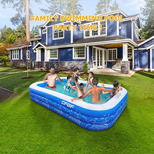 CFBF Inflatable Pool, 120" x 72" x 22" Full-Sized Family Inflatable Swimming Pool , Above Ground Blow up Pool for Kids, Adults, Toddlers, Outdoor, Garden, Backyard (120" x 72" x 22")