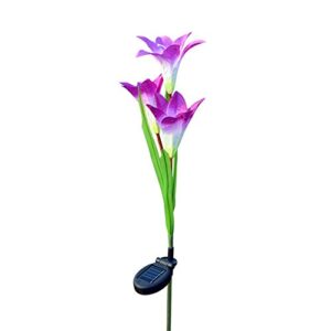 Outdoor Solar Flower Garden Stake Lights (2 Pack) Garden Lilly Flowers Multi Color LED Light Changing White and Purple Indoor-Outdoor