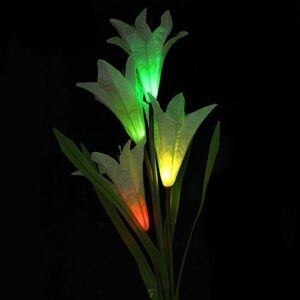 Outdoor Solar Flower Garden Stake Lights (2 Pack) Garden Lilly Flowers Multi Color LED Light Changing White and Purple Indoor-Outdoor