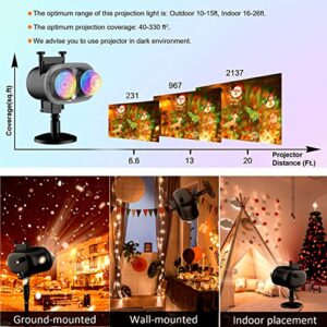 Christmas Lights Projector Outdoor,Holiday Lights Projector with Remote Control Timer, 26 HD Effects (3D Ocean Wave & Patterns) Waterproof Landscape Lights for Halloween Xmas Party Garden Decorations