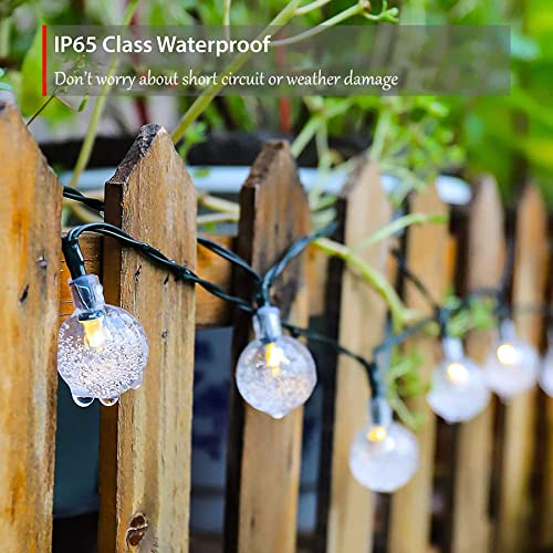 Solar Outdoor Lights 60LED Crystal Globe Lights 8 Mode 8M/26Ft Indoor/Outdoor Solar String Lights Waterproof for Garden Patio Yard Home Festival Party Wedding(Cold White)