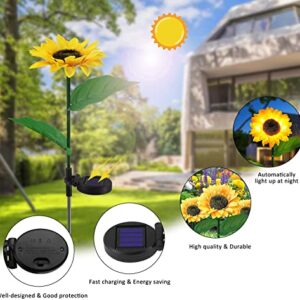 Sunflower Solar Lights Outdoor Garden Decorative Garden Stakes, Solar LED Pathway Decor Lights, Solar Flowers, IP65 Waterproof for Garden Patio Lawn Yard Porch Walkway(2 Pack)