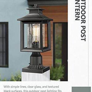 KAUEN 2 Pack Outdoor Post Light,Exterior Post Light Fixture,17.3" Height,3-Inch Pier Mount Base,Sand Black with Clear Seeded Glass,Outdoor Light for Patio, Porch, Yard, Garden