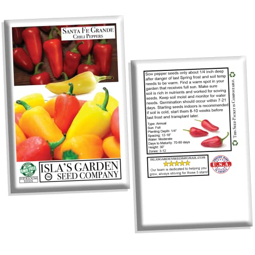 Santa Fe Grande Pepper Seeds for Planting, 50+ Heirloom Seeds Per Packet, (Isla's Garden Seeds), Non GMO Seeds, Botanical Name: Capsicum annuum, Great Home Garden Gift