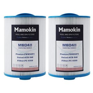 mamokin replaces 6ch-940 spa filter，unicel 6ch-940，filbur fc-0359, 817-0050, 25252, 03fil1400,pww50p3(not pww50p4), (1 1/2″ coarse thread), waterway front access skimmer, sae thread filter 2 pack
