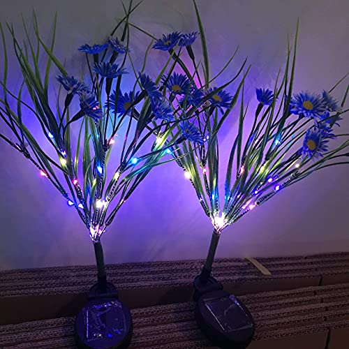 AMZSTAR Solar Garden Stake Lights,28 LED Daisy Flower Decorative Lights Outdoor Waterproof Solar Powered Landscape Lights for Yard/Patio/Walkway/Pathway/Path Light (Blue)