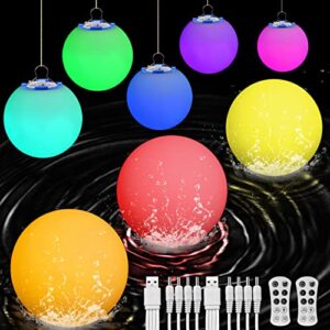 GOVZERY New Rechargeable Floating Pool Lights Dimmable,3 inch LED Floating Ball Lights with Remote,Waterproof of IP68 for Swimming Pool Hot Tub Bathtub Pond Fountain Garden Lawn Party Decor (8 pcs)