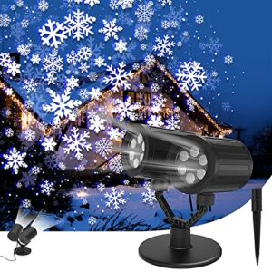 christmas projector lights outdoor, double head upgrade rotating snowflake led lighting projector waterproof indoor outdoor snowflake party patio garden landscape lights party christmas decorations