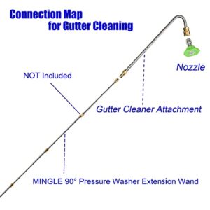 M MINGLE Pressure Washer Gutter Cleaner Attachment, Angled Extension Wand for Gutter Cleaning, 5 Nozzle Tips, 1/4 Inch Quick Connect, 13 Inch