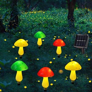 gynophagia solar mushroom lights, outdoor decor stuff, 8 modes waterproof mushroom night light for garden pathway landscape yard easter pathway halloween xmas decorations (set of 6 multicolor)