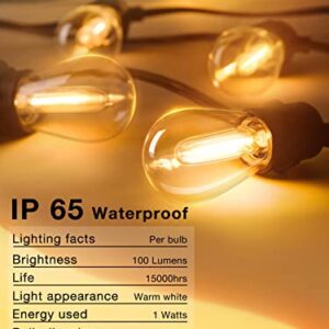 addlon 48FT LED Outdoor String Lights with 15 Edison Vintage Shatterproof Bulbs, Commercial Grade Patio Lights, IP65 Waterproof for Balcony, Backyard and Garden, Warm White