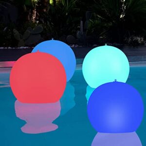 blibly solar floating pool lights, 2 pack 14 inch solar powered waterproof color changing inflatable swimming led glow ball light.