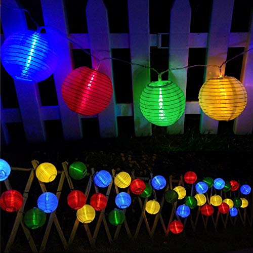 Bawoo Solar Garden Lanterns, Waterproof 30 Outdoor Solar String Lights for Garden Outdoor Wedding Party Colorful