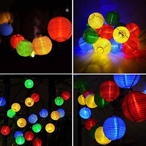 Bawoo Solar Garden Lanterns, Waterproof 30 Outdoor Solar String Lights for Garden Outdoor Wedding Party Colorful