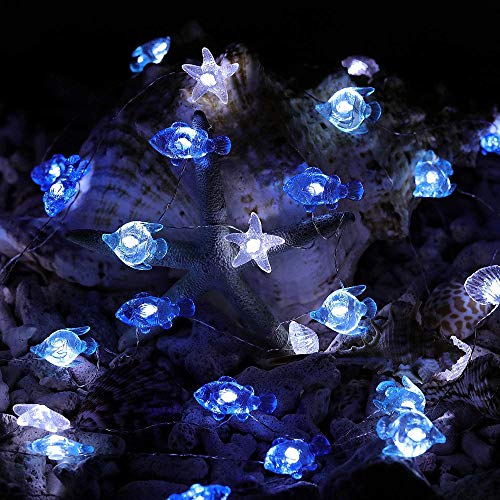 Seafish Shell Decorative String Lights 13.1 Ft 40LED Weatherproof Battery Operated 8 Modes Fairy Lights for Holiday Parties Bedrooms Weddings Gardens(Seafish Shell)