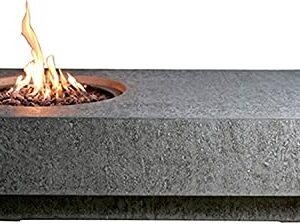 Elementi Metropolis Table Cast Concrete Natural Gas Fire Table, Outdoor Fire Pit Fire Table/Patio Furniture, Canvas Cover & Lava Rock Included with Free AMS Fireplace Wind Guard