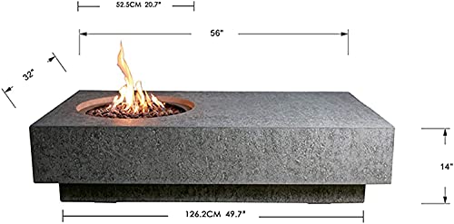 Elementi Metropolis Table Cast Concrete Natural Gas Fire Table, Outdoor Fire Pit Fire Table/Patio Furniture, Canvas Cover & Lava Rock Included with Free AMS Fireplace Wind Guard