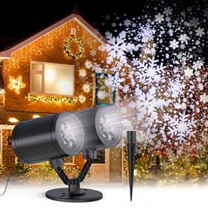 christmas snowflake projector lights outdoor double head waterproof led christmas lights outdoor projector landscape decorative lighting for xmas home party wedding holiday garden decoration