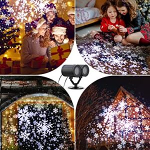 Christmas Snowflake Projector Lights Outdoor Double Head Waterproof LED Christmas Lights Outdoor Projector Landscape Decorative Lighting for Xmas Home Party Wedding Holiday Garden Decoration