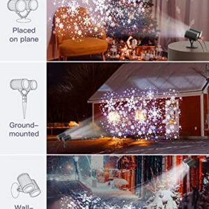 Christmas Snowflake Projector Lights Outdoor Double Head Waterproof LED Christmas Lights Outdoor Projector Landscape Decorative Lighting for Xmas Home Party Wedding Holiday Garden Decoration