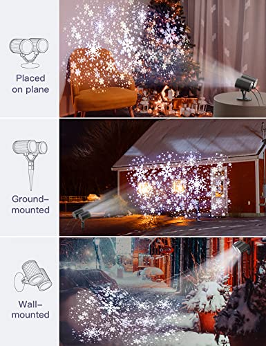 Christmas Snowflake Projector Lights Outdoor Double Head Waterproof LED Christmas Lights Outdoor Projector Landscape Decorative Lighting for Xmas Home Party Wedding Holiday Garden Decoration