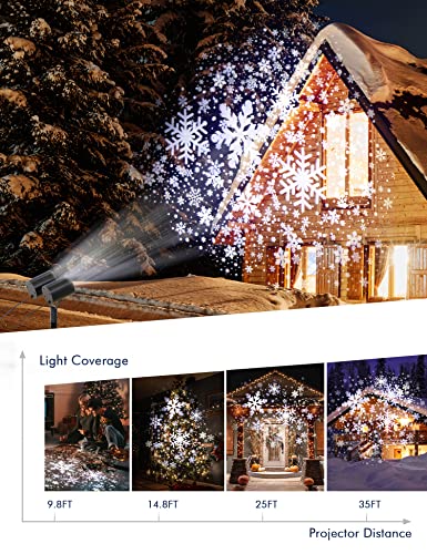 Christmas Snowflake Projector Lights Outdoor Double Head Waterproof LED Christmas Lights Outdoor Projector Landscape Decorative Lighting for Xmas Home Party Wedding Holiday Garden Decoration