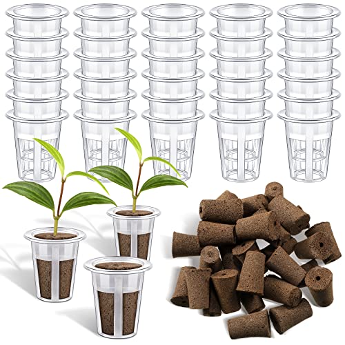 Jutom 60 Pieces Hydroponic Seeds Grow Sponges Pods Kit Root Plant Basket Seed Growing Kit Replacement Pod Cups Pot for Garden Indoor Herb Hydroponic Growing System