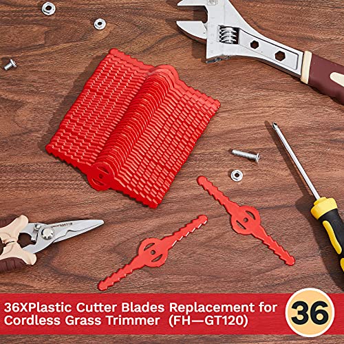 String Trimmer Head Blades Replace Plastic Cutter Blades Replacement Weed Wacker Head Blades Lawn Mower Weed Eater Blades Accessories for Cordless Grass Trimmer(Red,36)