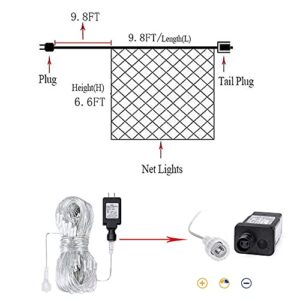 LEYOYO LED Net Lights Outdoor Mesh Lights, 8 Modes 200 Led 6.6ft x 9.8ft Christmas Net Lights for Bedroom, Christmas Trees, Bushes, Wedding, Garden, Outdoor Decorations (White)