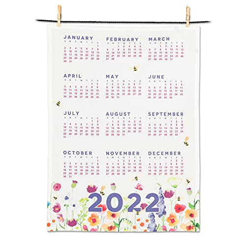 Abbott Collection 56-KT-GARDEN-02 Bee Garden Calendar Tea Towel, Multi