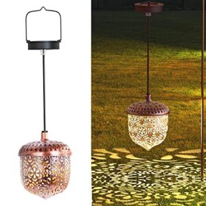 tomshing hanging solar lights pathway outdoor large garden solar metal lights waterproof led solar lanterns for porch, patio and walkway (bronze)
