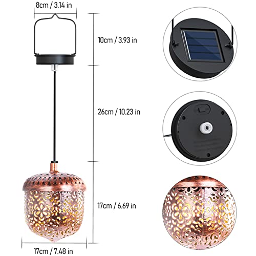 Tomshing Hanging Solar Lights Pathway Outdoor Large Garden Solar Metal Lights Waterproof LED Solar Lanterns for Porch, Patio and Walkway (Bronze)