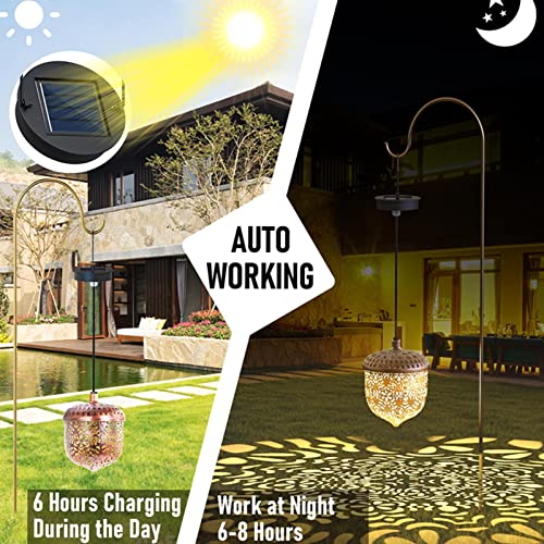 Tomshing Hanging Solar Lights Pathway Outdoor Large Garden Solar Metal Lights Waterproof LED Solar Lanterns for Porch, Patio and Walkway (Bronze)