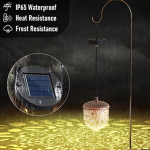 Tomshing Hanging Solar Lights Pathway Outdoor Large Garden Solar Metal Lights Waterproof LED Solar Lanterns for Porch, Patio and Walkway (Bronze)