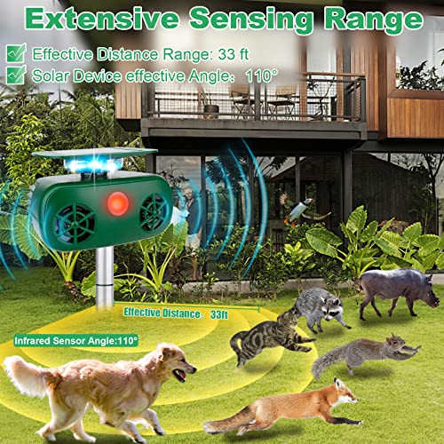 Defendy Ultrasonic Animal Repeller, Solar Repeller Cat Repellent Outdoor Powered Bird Waterproof Dog Deterrent Squirrel Deer Raccoon & More for Yard Garden Farm