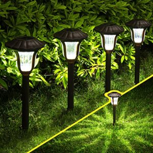gigalumi solar pathway lights, 8 pack bright solar garden lights, solar powered walkway lights, solar lights outdoor waterproof solar path lights for yard, patio, driveway (cold white)…