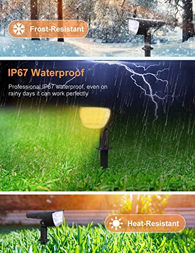 Solar Landscape Spotlights Outdoor, [6 Pack/3 Modes] LiBlins 2-in-1 Solar Landscaping Spotlights, IP67 Waterproof Solar Powered Wall Lights for Yard Garden Patio Driveway Pool (Warm Yellow/33 LED)