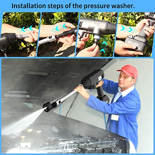 Battery Pressure Washer, Max 870 PSI, 2.1GPM Portable Pressure Washer, Cordless Pressure Washer with 6-in-1 Nozzle, Electric Powered Washer for Car/Fence/Floor Cleaning & Watering