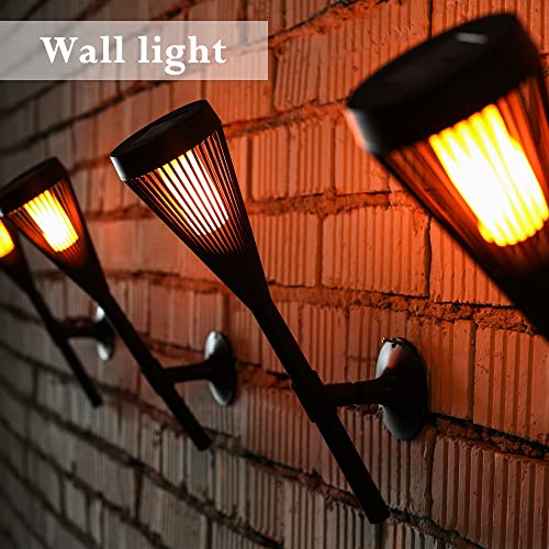 LUSHARBOR Solar Outdoor Lights, Solar Torch Lights with Flickering Flame, 12 LED Waterproof Solar Lights Auto On/Off Outdoor Landscape Decor Flame Lights for Garden, Patio, Yard, Driveway, 4 Pack