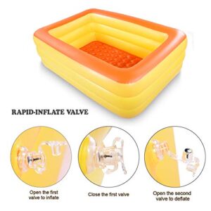 Inflatable Family Swim Play Center Pool, 82" x 56" x 25" Giant Blow Up Pool Summer Water Fun with Inflatable Soft Floor for Family, Garden, Outdoor, Backyard (Orange)