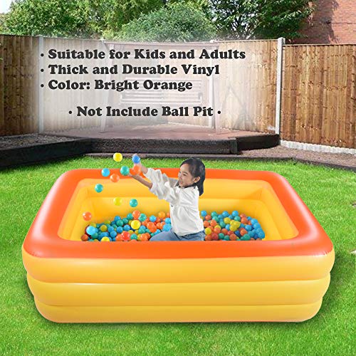 Inflatable Family Swim Play Center Pool, 82" x 56" x 25" Giant Blow Up Pool Summer Water Fun with Inflatable Soft Floor for Family, Garden, Outdoor, Backyard (Orange)