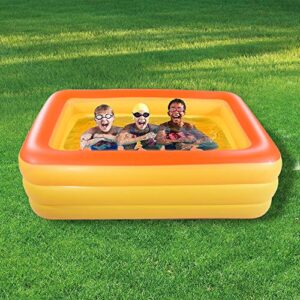 Inflatable Family Swim Play Center Pool, 82" x 56" x 25" Giant Blow Up Pool Summer Water Fun with Inflatable Soft Floor for Family, Garden, Outdoor, Backyard (Orange)