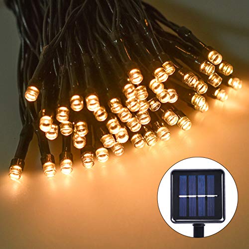 Solar String Lights Outdoor, 2 Pack 100 Led Outdoor Solar Christmas Lights, 8-Modes Waterproof Fairy Lights for Christmas, Gardens, Wedding, Party Decoration (Warm White)