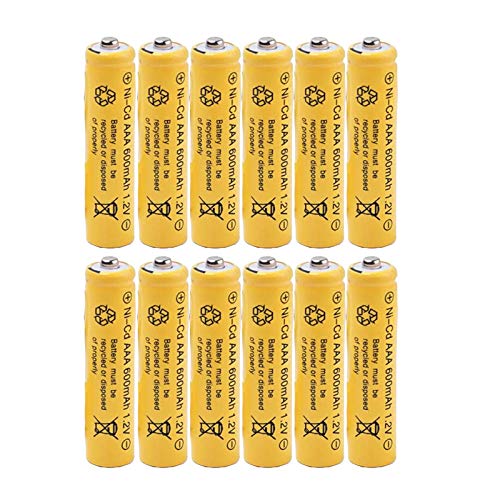 GSUIVEER AAA NiCd 600mAh 1.2v Rechargeable Battery for Outdoor Solar Lights Garden Lamp (12 Pack AAA NiCD)